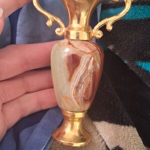 Elegant Gold and Brown Marble Vase